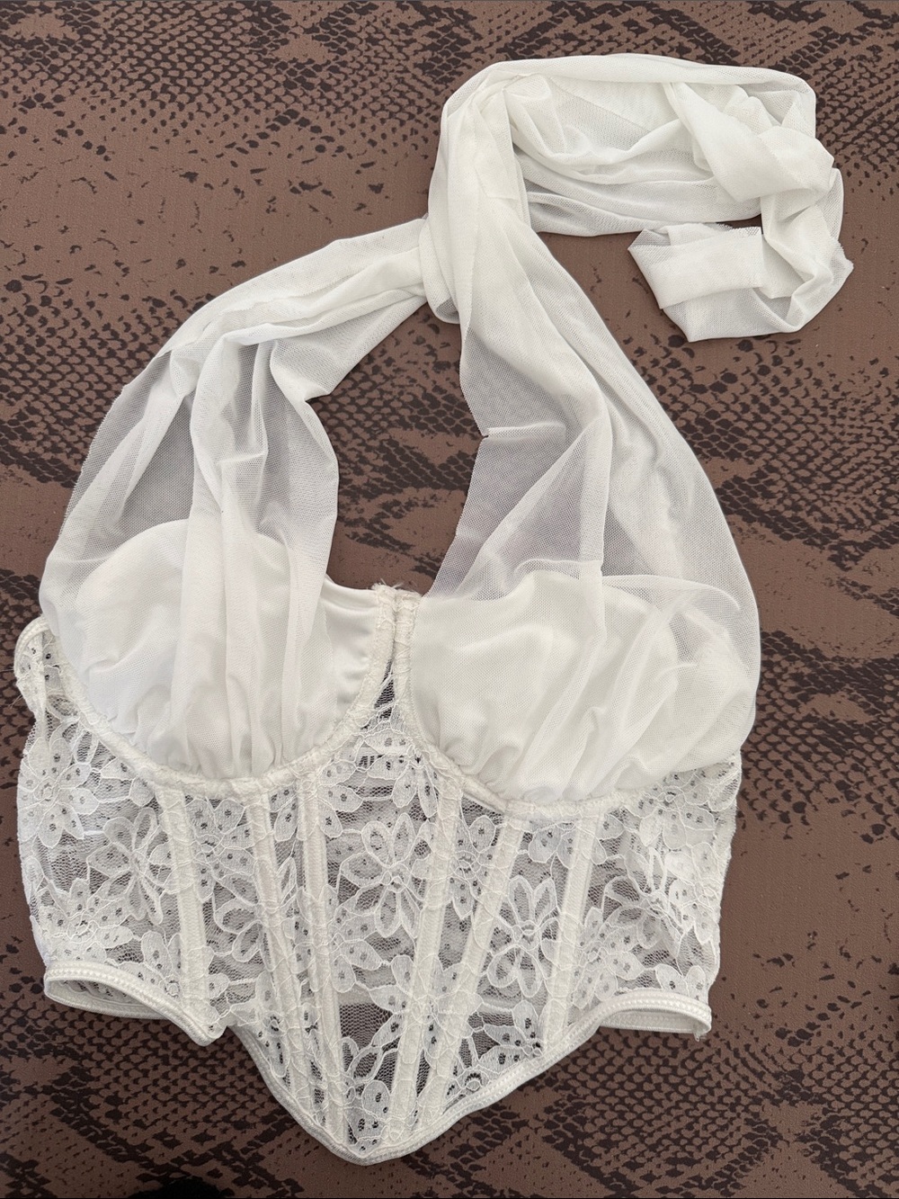 White Lace Halter Bustier Top